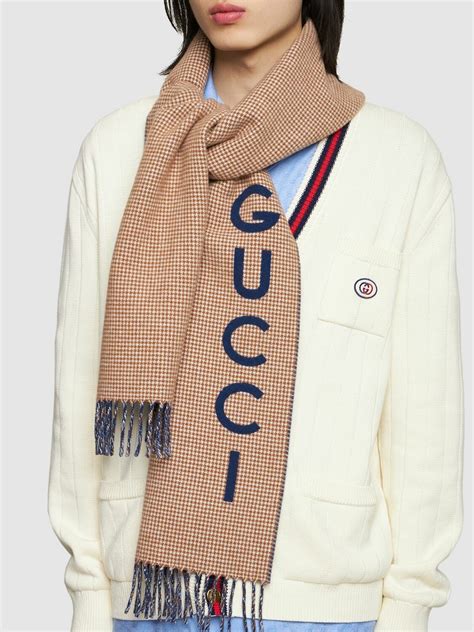 gucci pied de poule|Pied de poule wool blend scarf .